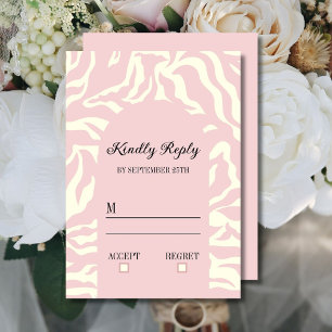 Pastel Rosa White Vågigt Mönster Bröllop OSA Kort