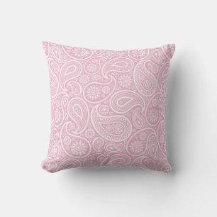 Pastel Rosa & White Vintage Blommigt Paisley Kudde
