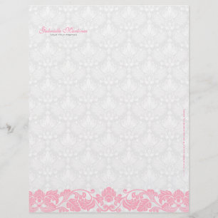 Pastel Rosa & White Vintage Damasker & Snurra Brevhuvud