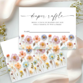 Pastel Rosa WildblomBaby Shower Raffle Tilläggskort