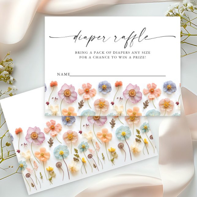 Pastel Rosa WildblomBaby Shower Raffle Tilläggskort (Skapare uppladdad)