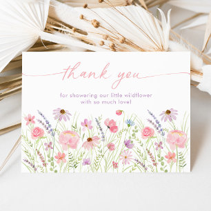 Pastel Rosa Wildbloms Meadow Baby Shower Tack Kort