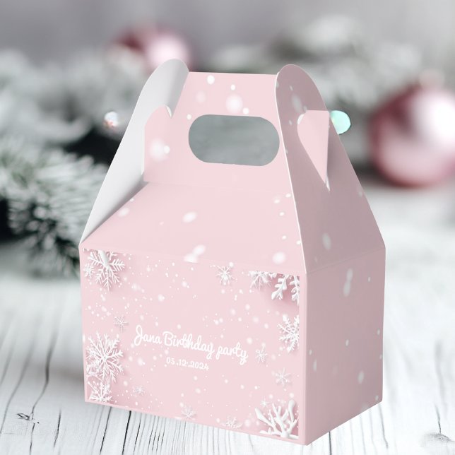 Pastel Rosa Winter Wonderland Snowflake Presentaskar (Skapare uppladdad)