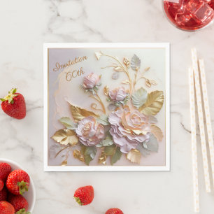 Pastel Rosegold Ro 60:e inbjudan Pappersservett