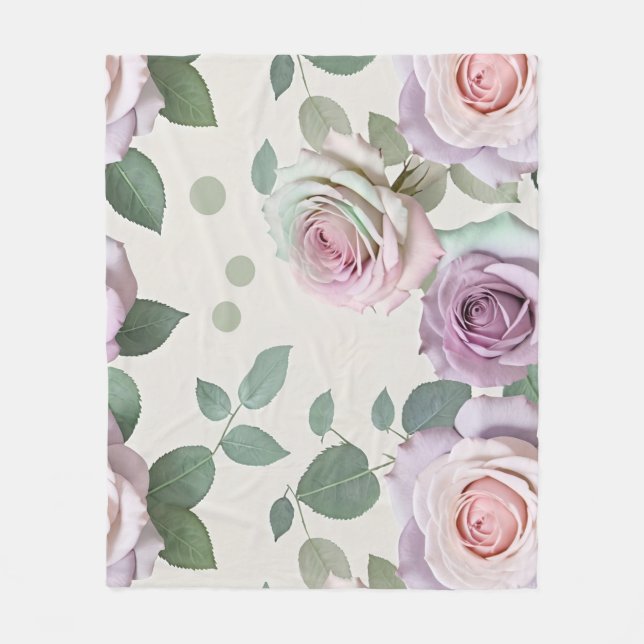 Pastel Roses In Shades Of Lilac Mint And Blush Fleecefilt (Framsidan)