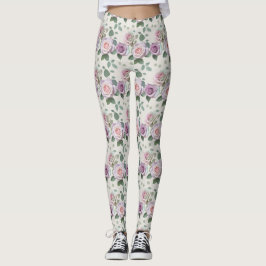 Pastel Roses In Shades Of Lilac Mint And Blush Leggings