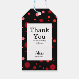 Pastel Ruby Cranberry Polka Dot Black Tack Presentetikett
