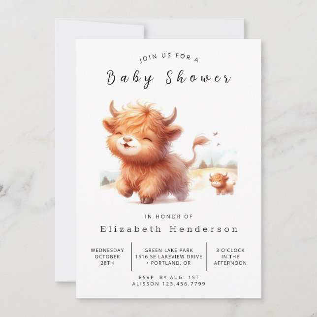 Pastel Rustic Barn Cow Baby Shower Inbjudningar (Framsida)
