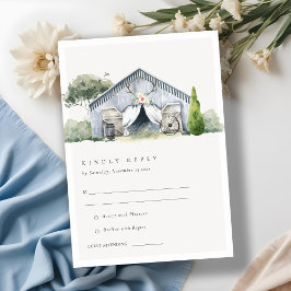 Pastel Rustic Barnyard Farm Theme Bröllop OSA Tilläggskort