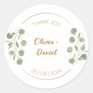 Pastel Rustic Blommigt Tack Bröllop Sticker Runt Klistermärke