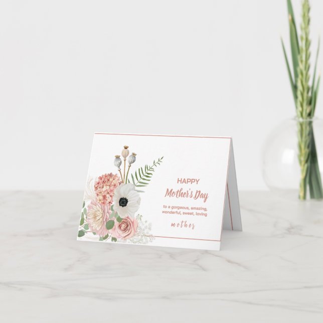 Pastel Rustic Flowers Mors dag Card Kort (Framsida)