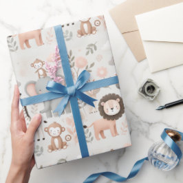 Pastel Safari Animal Wrapping Papper Presentpapper