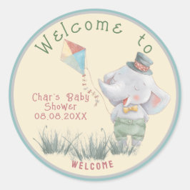 Pastel Safari Animals Personlig Baby Shower Cla Runt Klistermärke