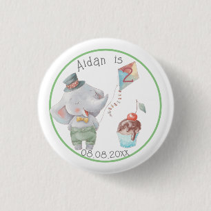 Pastel Safari Elephant Personlig Birthday Knapp