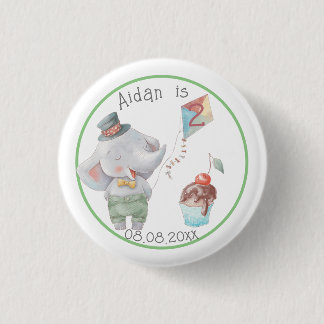 Pastel Safari Elephant Personlig Birthday Knapp
