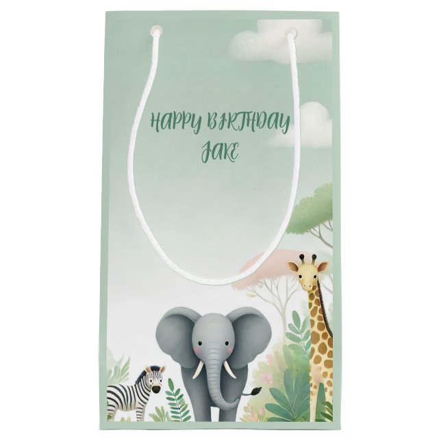 Pastel Safari Jungle Gift Bag för barn (Framsidan)