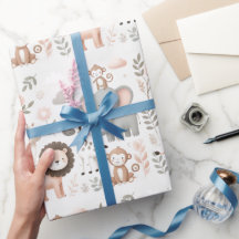 Pastel Safari Kids Wrapping Papper