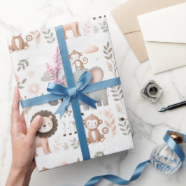 Pastel Safari Kids Wrapping Papper Presentpapper