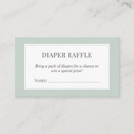 Pastel Sage Grönt Baby Shower Diaper Raffle Biljet Tilläggskort