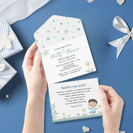 Pastel Sage Grönt Cute Boy med stjärnor och blommo