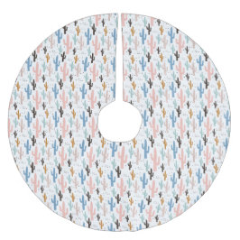 Pastel Saguaro Cactus Mönster Julgransmatta Borstad Polyester
