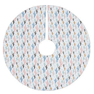 Pastel Saguaro Cactus Mönster Julgransmatta Borstad Polyester