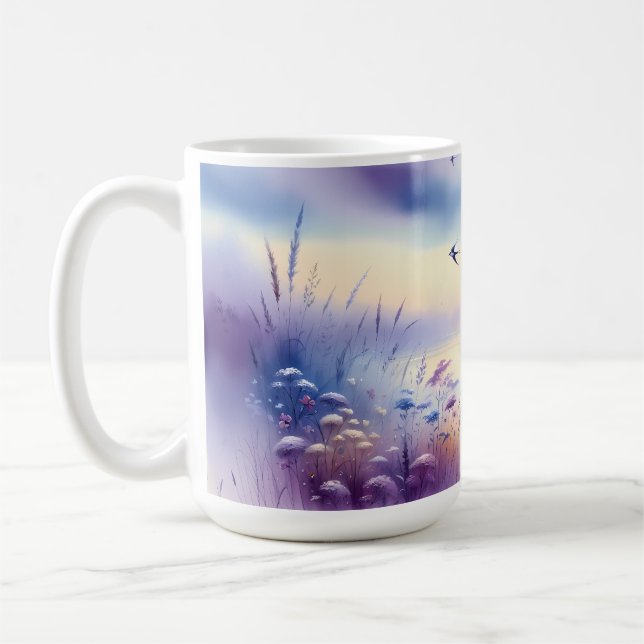 Pastel Sailboat Coastal Dreamscape Kaffemugg (Vänster)