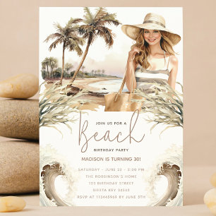 Pastel Sand Birthday Beach Party Inbjudningar