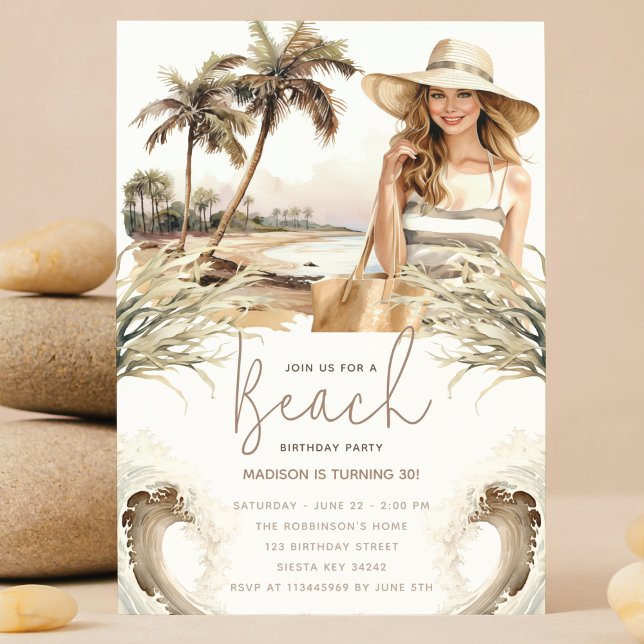 Pastel Sand Birthday Beach Party Inbjudningar (Skapare uppladdad)