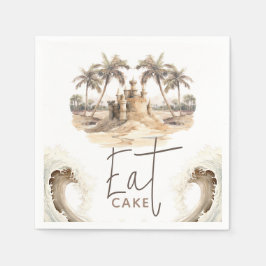 Pastel Sand Elegant Beach Party Eat Cake Pappersservett