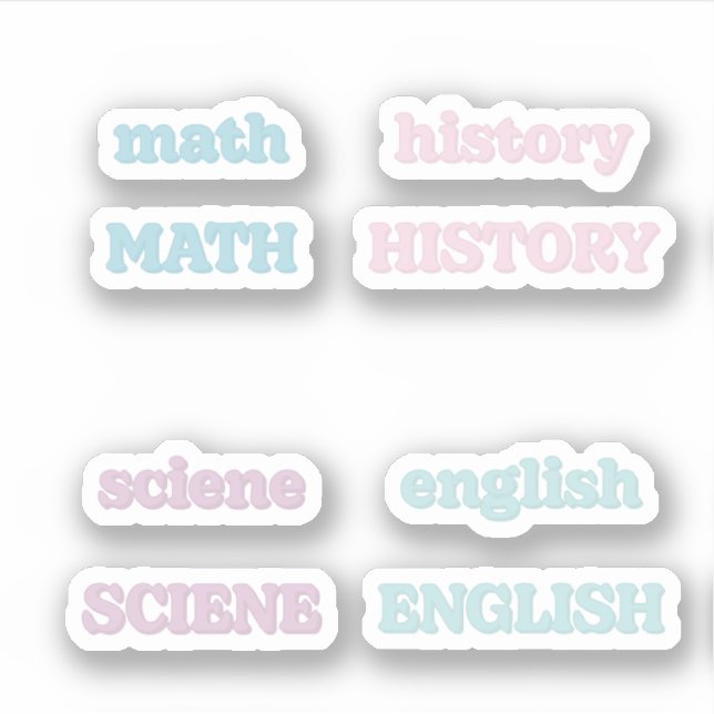 Pastel School Subjekt Sticker Klistermärken (Framsida)