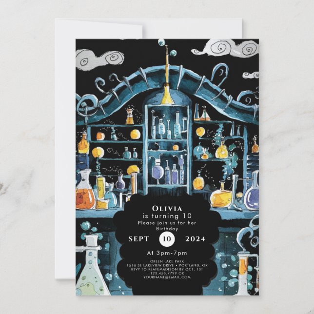 Pastel Science Experiment Scientist Birthday Inbjudningar (Framsida)