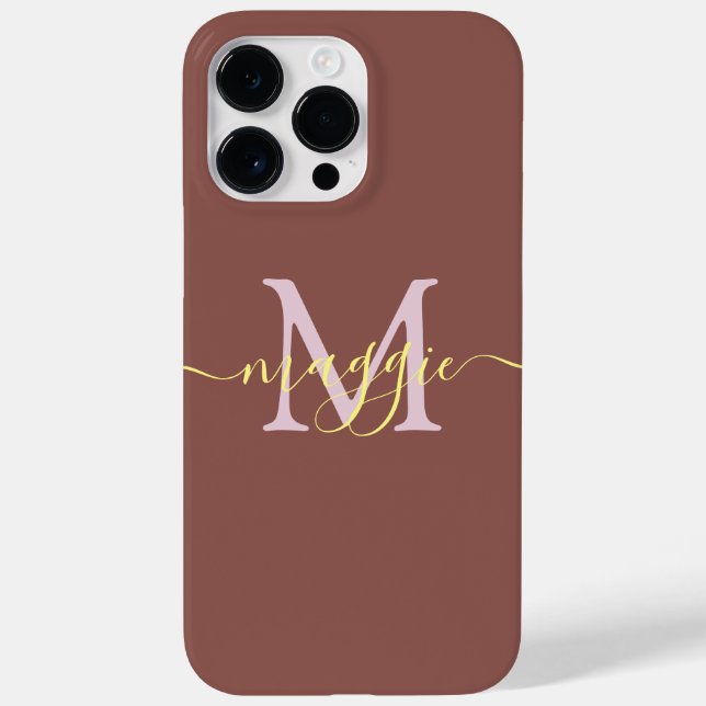 Pastel Script Monogram Personlig Phone Case (Baksida)