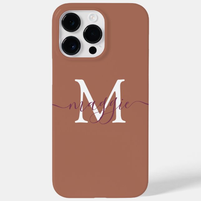 Pastel Script Monogram Personlig Phone Case (Baksida)
