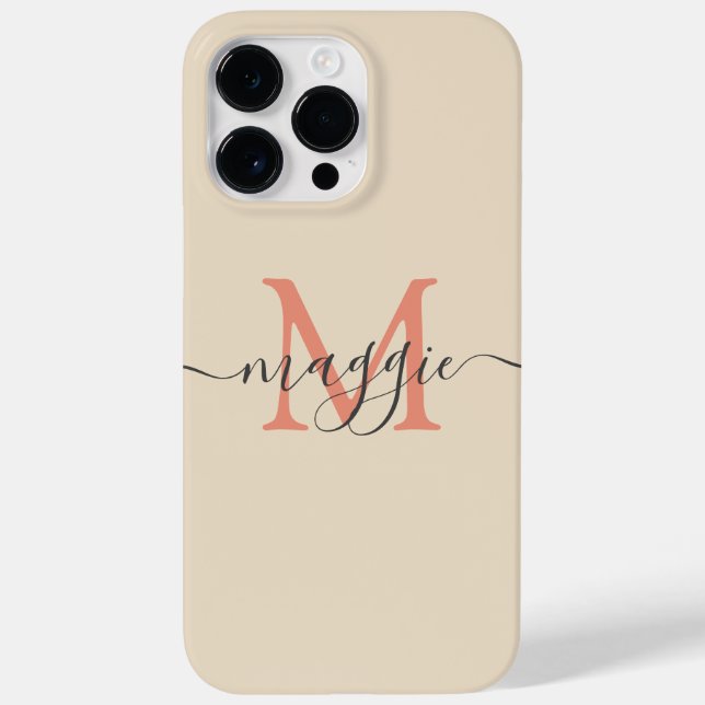 Pastel Script Monogram Personlig Phone Case (Baksida)