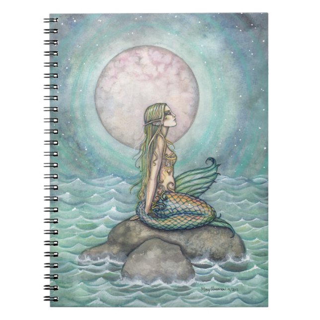 Pastel Sea Fantasy Art Sjöjungfru Notebook Anteckningsbok Med Spiral (Framsidan)