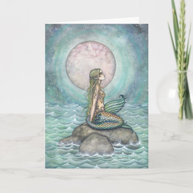 Pastel Sea Fantasy Sjöjungfru Art Kort (Framsida)