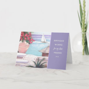 Pastel Sea & Sailboat Birthday Önskemål Kort