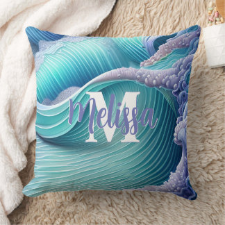 Pastel Sea Vågar Monogram Kudde