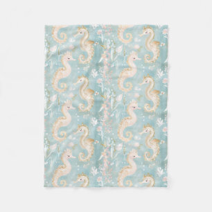 Pastel Seahorse Mönster Fleecefilt