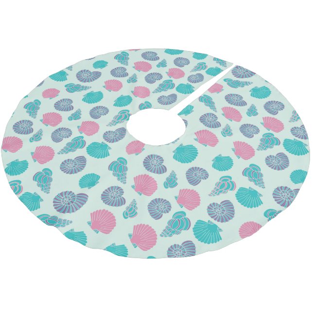 Pastel Seashell Mönster 1 Julgransmatta Borstad Polyester (Vinklad)