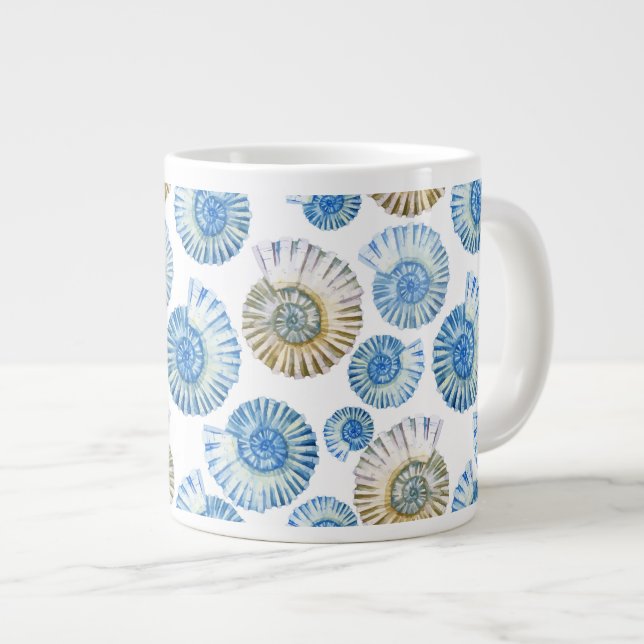 Pastel Seashell Mönster 2 Jumbo Mugg (Framsida höger)