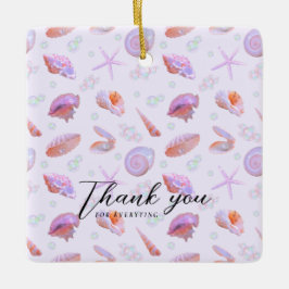 Pastel Seashell Pattern with Custom Text Julgransprydnad Keramik