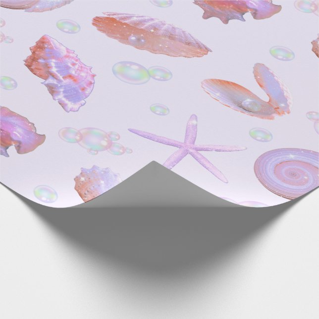 Pastel Seashell & Pearl Ocean Pattern Gift Wrap Presentpapper (Hörn)