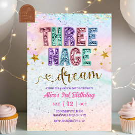 Pastel Sequin Glitter Threenage Dream Birthday Inbjudningar