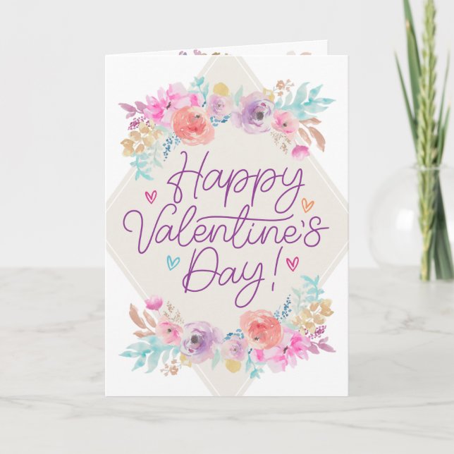 Pastel Shabby chic Blommigt Romantic Valentine Day Kort (Framsida)