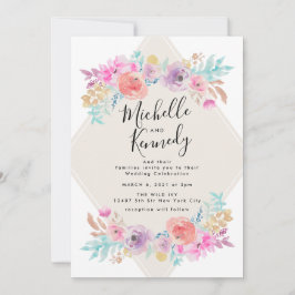 Pastel Shabby chic Garden Blommigt Boho Bröllop Inbjudningar