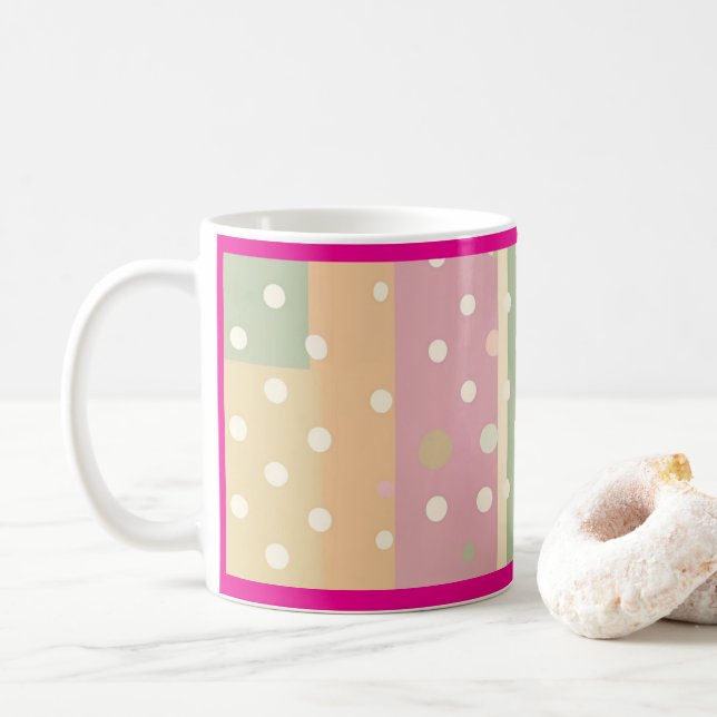 Pastel Shades of Stripes and Polka Dots Kaffemugg (Med munk)