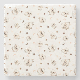 Pastel Sheep Mönster Stenunderlägg