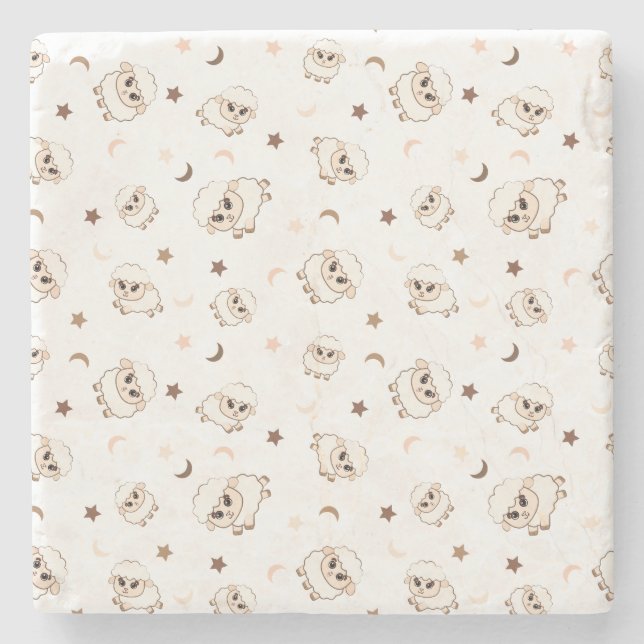 Pastel Sheep Mönster Stenunderlägg (Framsidan)